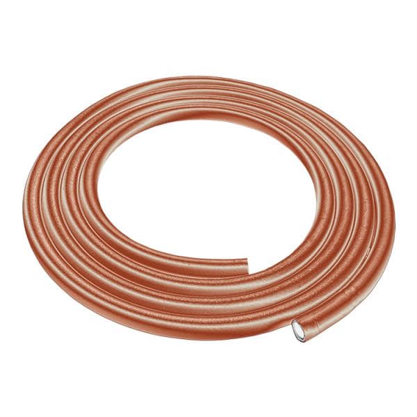 Coiled copper tubing with a visible cut end, ready for plumbing use